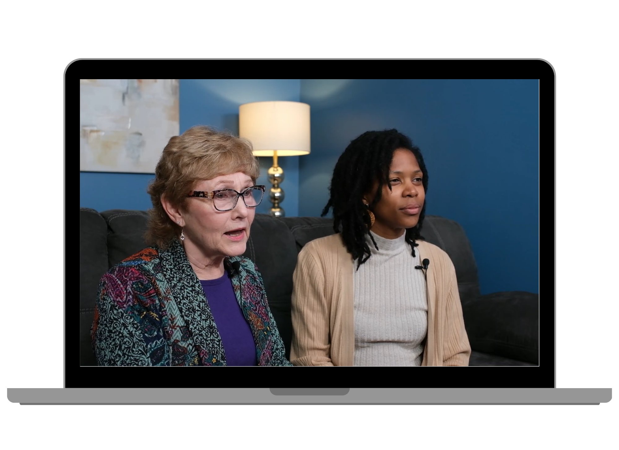 Session intro video on laptop
